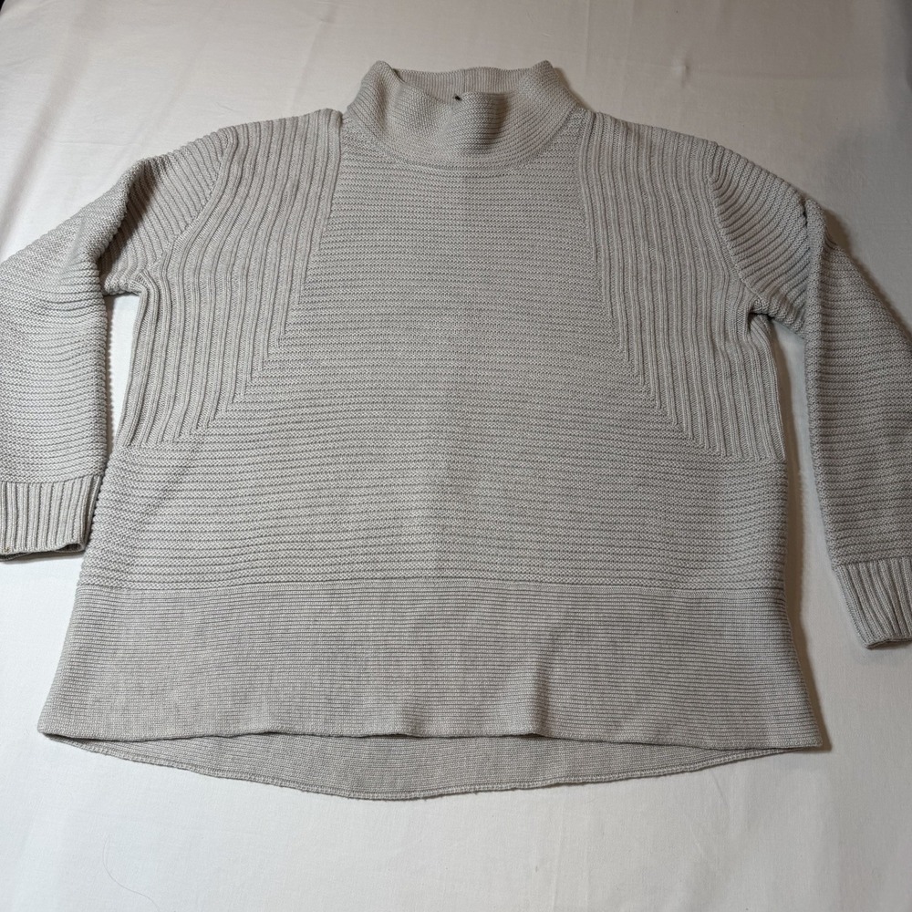 Athleta Merino Wool Knit Pullover Sweater Textured Gray Size M Women's